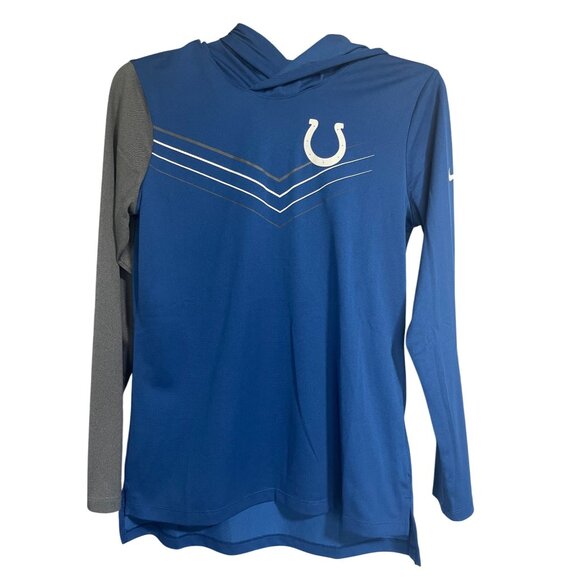 Nike NFL Colts Dri Fit Blue Hooded Long Sleeve Shirt Womens Medium - Picture 1 of 8